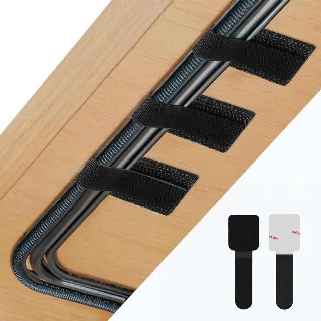 Main image of 50 PCS Hook and Loop Cable Ties, Under Desk Cable Management, Self Adhesive Cable Tidy Clips Straps, Sticky-Back Cord Organizer, Wire Organizer for TV PC Laptop Ethernet Desktop, Black