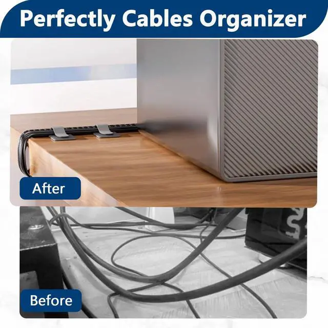 Alt view image 6 of 6 - 50 PCS Hook and Loop Cable Ties, Under Desk Cable Management, Self Adhesive Cable Clips Straps, Sticky-Back Cord Organizer, Wire Organizer for TV PC Laptop Ethernet Desktop, White