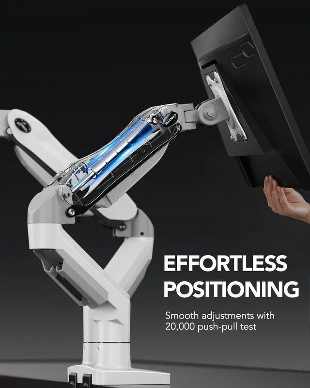 Alt view image 5 of 7 - Dual Monitor Stand - Full Adjustable Monitor Desk Mount Swivel Vesa Bracket with C Clamp, Grommet Mounting Base for 13 to 32 Inch Computer Screens - Each Arm Holds 4.4 to 19.8lbs - White