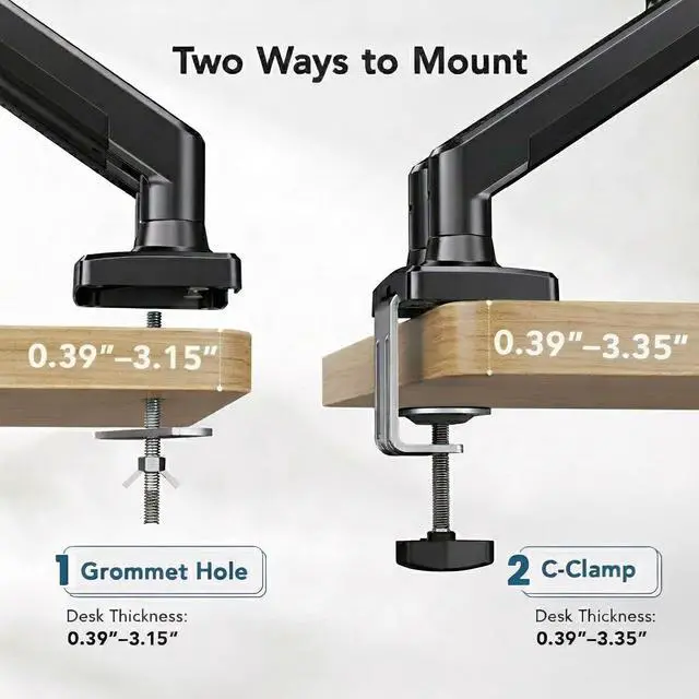 Alt view image 7 of 7 - Dual Monitor Mount for 2 Monitors up to 30 inches, Each Arm Holds Max 22lbs, Dual Monitor Stand with Advanced System, Height-Adjustable/Tilt/Swivel/Rotate, VESA Standard 75mm or 100mm