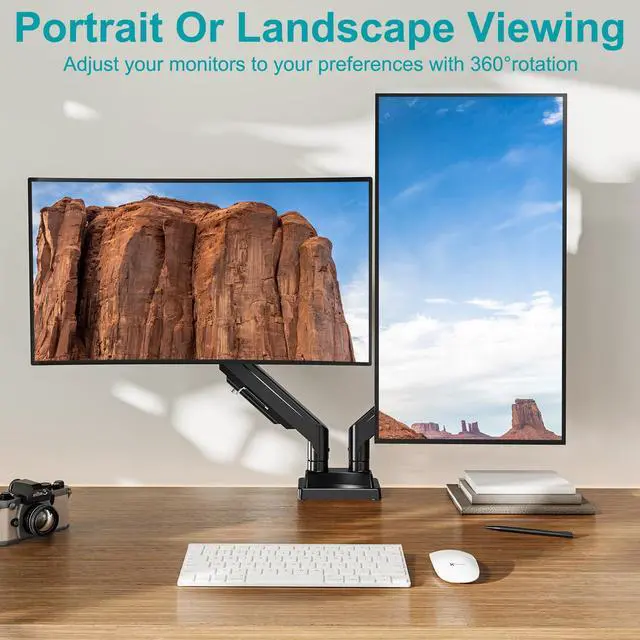Alt view image 7 of 7 - Dual Monitor Stand for Two Screens up to 43 Inch, Heavy Duty Ultrawide Double Monitor Arm Holds up to 33lbs Each, Premium Adjustable Computer Monitor Mount for 2 Monitors, VESA Desk Mount