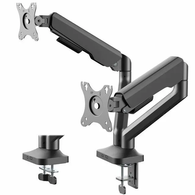 Main image of Dual Pneumatic Arm Ultra-Wide Monitor Mount for up to 35 inch Screens, Holds 26.4 lbs per Arm, Desk Mount Monitor Stand for 2 Ultrawides, Black, STAND-V200O