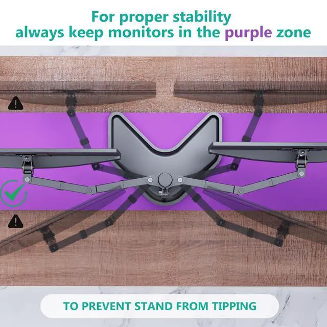 Alt view image 5 of 7 - Dual Monitor Stand, Freestanding Full Motion Monitor Desk Mount Fits 2 Screens up to 27 inches, Dual Monitors Arm Fits up to 22lbs, VESA 75x75 100x100 (MF002LM), Black
