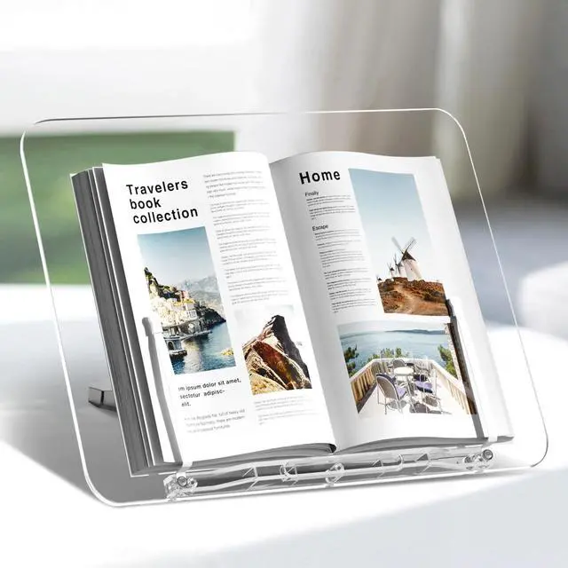 Main image of Acrylic Book Stand, Angle Adjustable Book Display Stand,Foldable Cookbook Stand, Lightweight Book Holder for Magazines, Laptop, Recipe, Textbook
