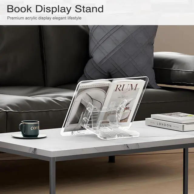 Alt view image 3 of 6 - Acrylic Book Stand, Angle Adjustable Book Display Stand,Foldable Cookbook Stand, Lightweight Book Holder for Magazines, Laptop, Recipe, Textbook
