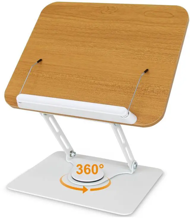 Main image of Book Stand for Reading Cookbook Stand Book Holder with 360 Rotating Base Page Clips Book Display Stand for Recipe Sheet Music Laptop Drawing Tablet