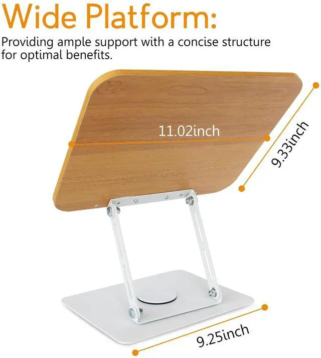 Alt view image 5 of 7 - Book Stand for Reading Cookbook Stand Book Holder with 360 Rotating Base Page Clips Book Display Stand for Recipe Sheet Music Laptop Drawing Tablet