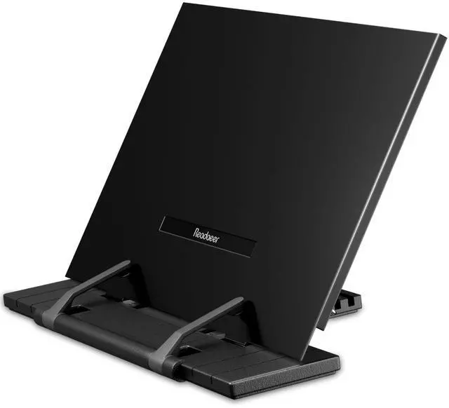 Main image of Metal Book Stand for Desk Portable Document Holder for Cook Book, Music Book, iPad, Laptop, Reading Rest with 7 Adjustable Positions and Page Paper Clips