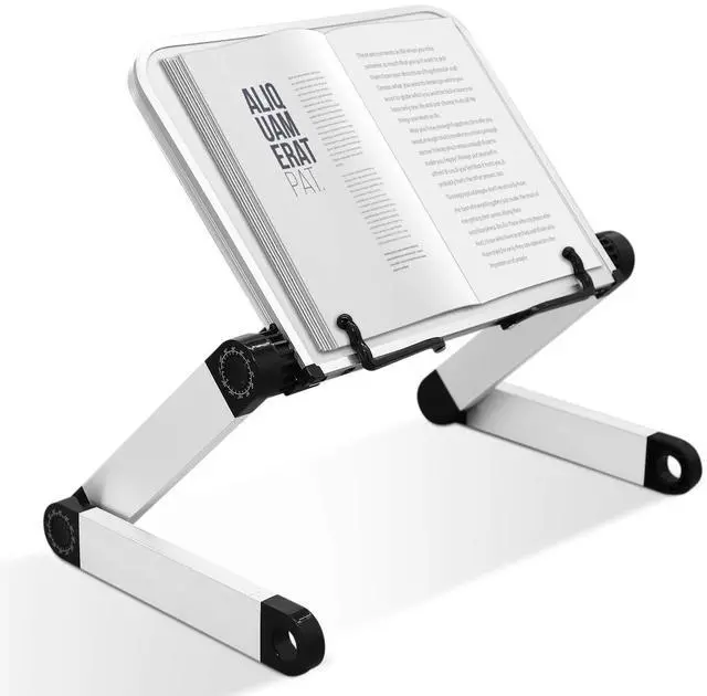 Main image of Book Stand Multifunctional Adjustable Laptop Stand Book Holder Tray with Clips Ergonomic Multi Heights Angles Adjustable Cooking Bookstand for Textbook Recipe Magazine Laptop Tablet Portable