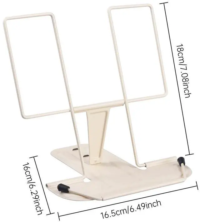 Alt view image 5 of 7 - Metal Book Stand for Desk, Adjustable Reading Rest Book Holder, Portable Cookbook Documents Holder, Sturdy Typing Stand for Recipes Textbooks Tablet Music Books, Desktop Stationery Gifts(Milky White)