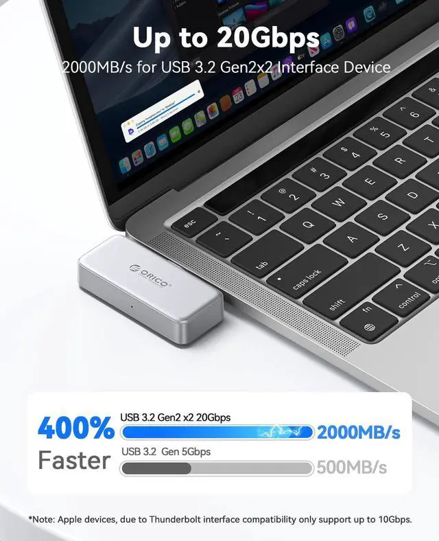 Alt view image 3 of 7 - 512GB Portable SSD Up to 2000MB/s, Direct Plug Design, High-Speed External SSD with USB 3.2 Gen2x2 20Gbps Interface, Reliable Storage for iPhone 17 Series, Tablets, Laptops - S20