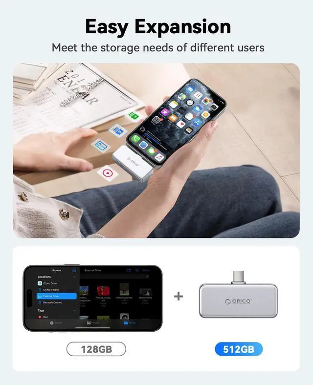 Alt view image 4 of 7 - 512GB Portable SSD Up to 2000MB/s, Direct Plug Design, High-Speed External SSD with USB 3.2 Gen2x2 20Gbps Interface, Reliable Storage for iPhone 17 Series, Tablets, Laptops - S20