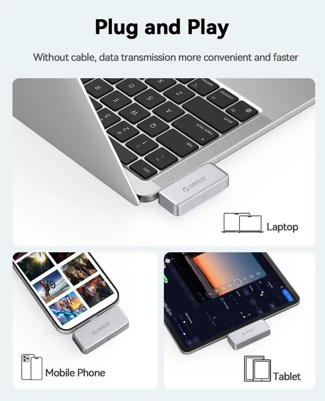 Alt view image 7 of 7 - 512GB Portable SSD Up to 2000MB/s, Direct Plug Design, High-Speed External SSD with USB 3.2 Gen2x2 20Gbps Interface, Reliable Storage for iPhone 17 Series, Tablets, Laptops - S20