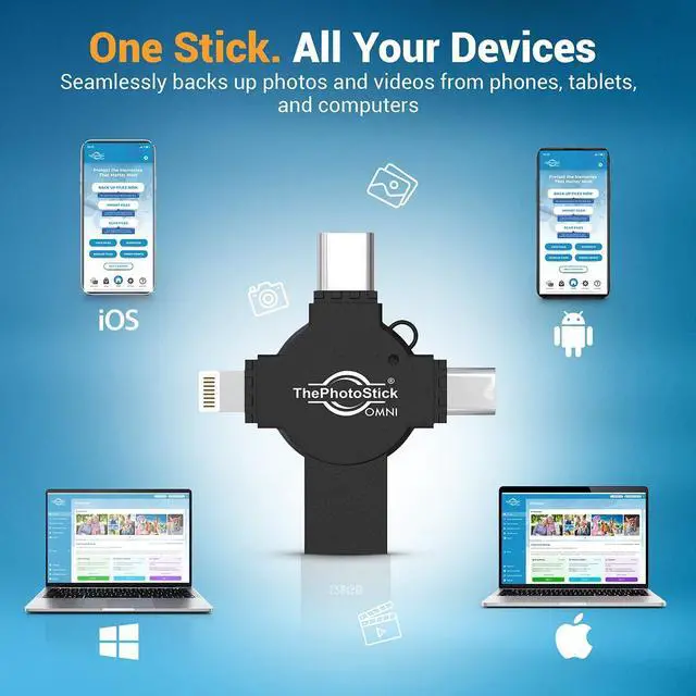 Alt view image 3 of 7 - Omni X - 64GB - Secure Photo & Video Backup and Transfer | Digital File Organization | USB & Multiport Connection for Phones, Tablets and Computers | Portable Memory | External Storage