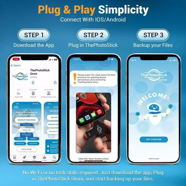 Alt view image 4 of 7 - Omni X - 64GB - Secure Photo & Video Backup and Transfer | Digital File Organization | USB & Multiport Connection for Phones, Tablets and Computers | Portable Memory | External Storage