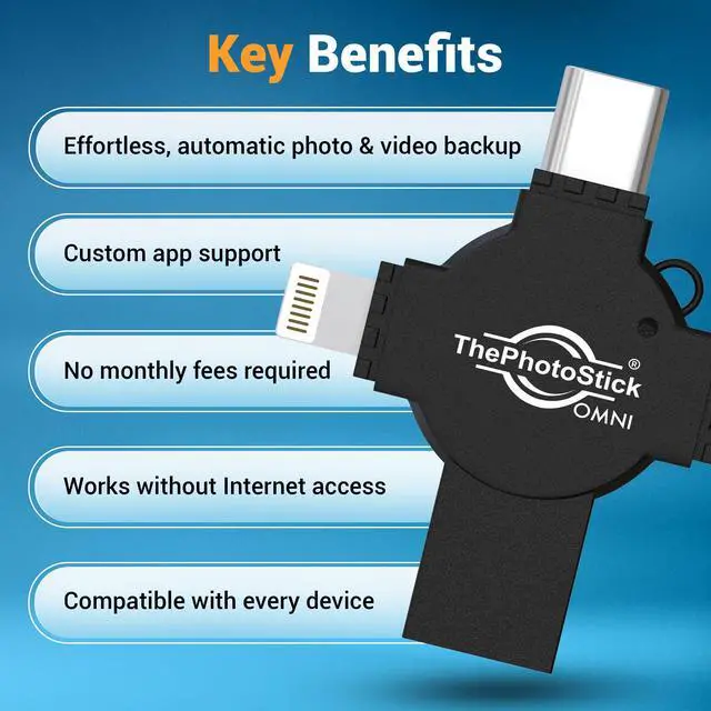 Alt view image 7 of 7 - Omni X - 64GB - Secure Photo & Video Backup and Transfer | Digital File Organization | USB & Multiport Connection for Phones, Tablets and Computers | Portable Memory | External Storage