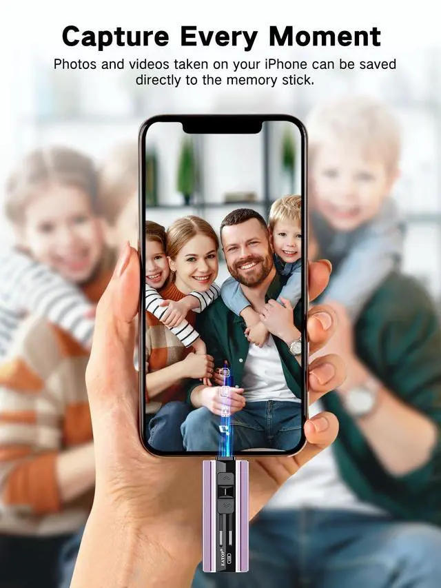 Alt view image 6 of 7 - 512GB Flash Drive Intended for iPhone iPad, USB Photo Stick for Photo & Video Backup, External Phone Memory Storage, No App Required, Compatible with iOS, Android & PC, Purple