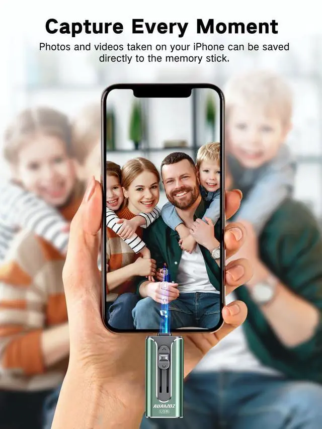 Alt view image 5 of 7 - 512GB Flash Drive for iPhone Photo Stick USB Memory Stick, Portable Thumb Drive for Photo Video Storage and Transfer, Compatible with iPhone, iPad, Android, PC (Green)
