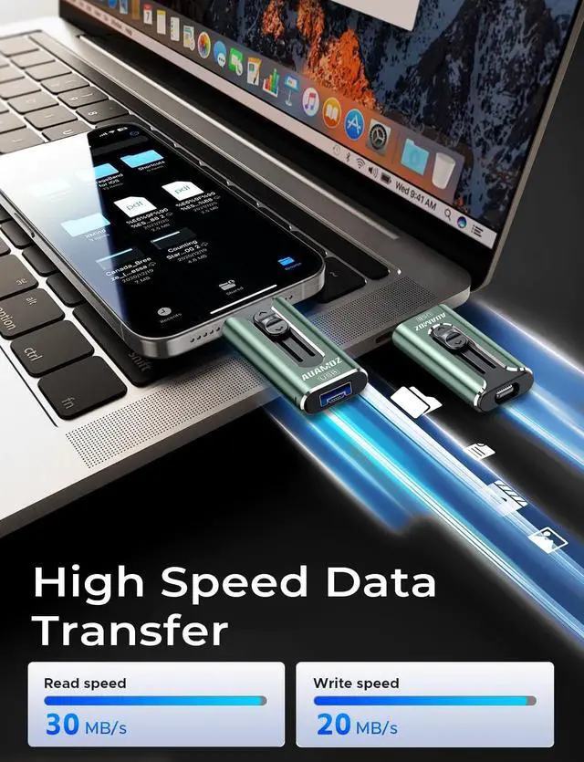 Alt view image 3 of 7 - 512GB Flash Drive for iPhone Photo Stick USB Memory Stick, Portable Thumb Drive for Photo Video Storage and Transfer, Compatible with iPhone, iPad, Android, PC (Green)