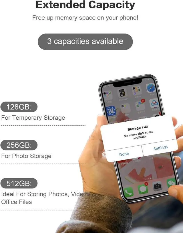 Alt view image 5 of 7 - 512GB Photo Stick for Phone, USB Flash Drive for Phone All Models, 4-in-1 Design Transfer Storage, iPad/PC/Android