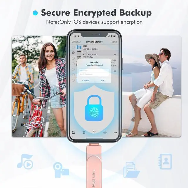 Alt view image 5 of 7 - Apple MFi Certified 512GB Photo Stick, Flash Drive for iPhone Memory Stick for Photo/Video Backup Stick, High-Speed USB Stick iPhone Storage Drive Compatible for iPhone/iPad/Android/PC (Pink)