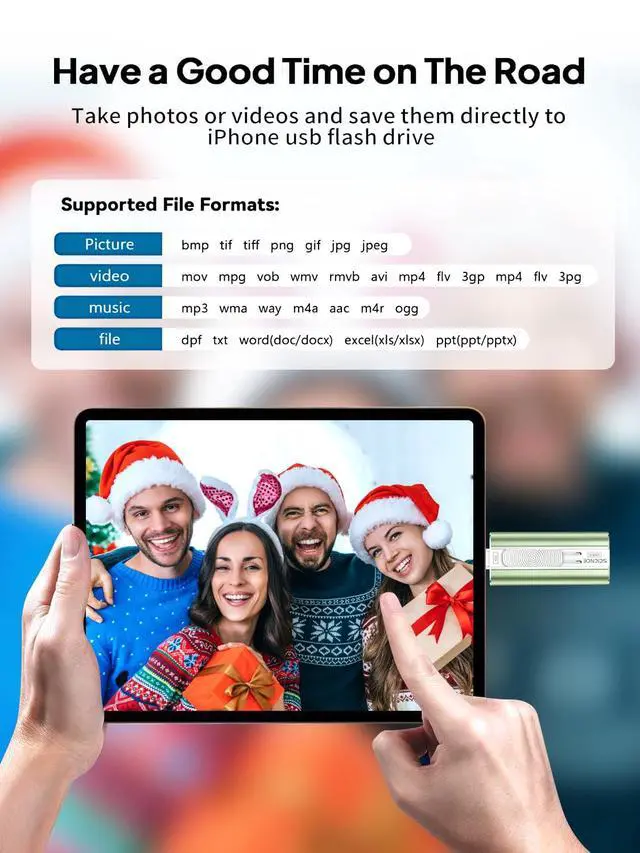 Alt view image 6 of 7 - 512GB Flash Drive Intended for Phone, USB External Memory Stick Storage Backup for Photos Videos, Plug and Play No APP Required, Compatible with iPhone iPad Android and PCs (1 Pack-Green)