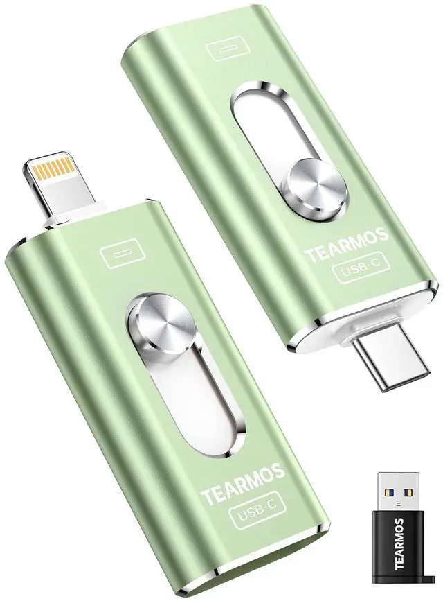 Main image of 512GB Photo Stick for iPhone Flash Drive, Memory Stick Phone Storage for Photos and Videos Files Backup, Compatible with iPhone iPad Android PC, Plug & Play, No App Required (Sage Green)