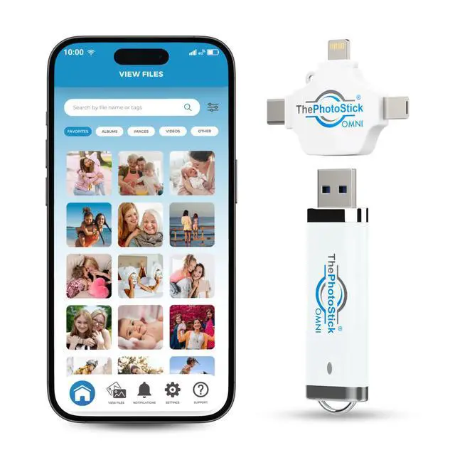 Alt view image 2 of 7 - Omni 32GB USB Flash Drive & Memory Stick Automatic Photo & Video Backup for iPhone, Android, Mac & PC Multiport Connection to Easily Store & Transfer Files