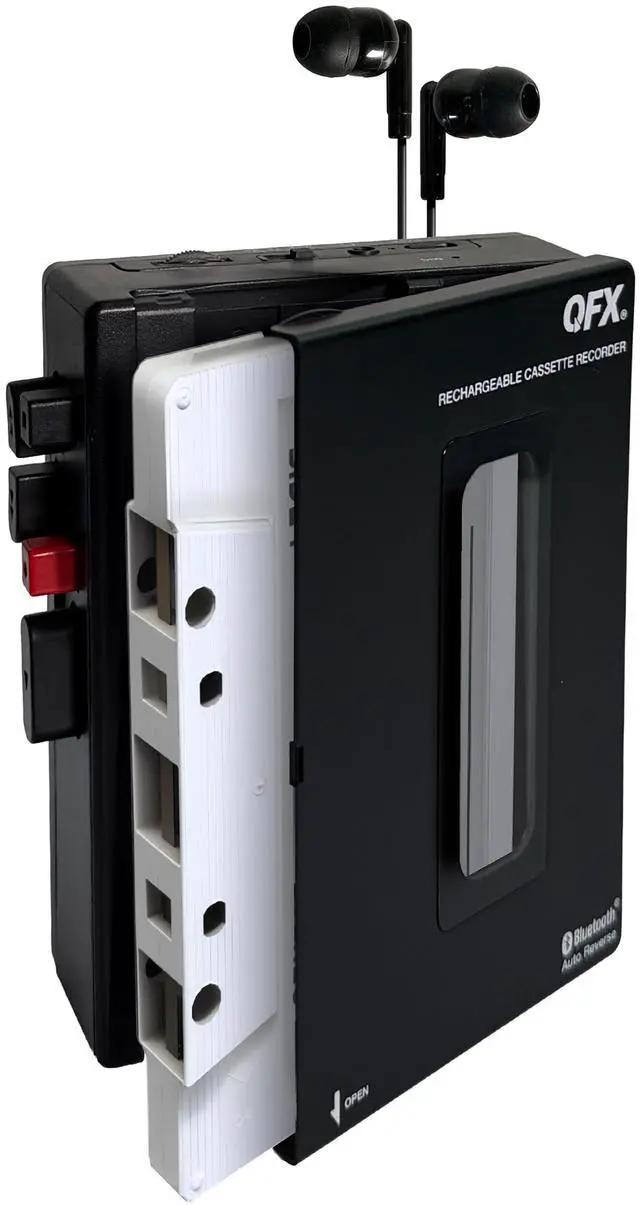 Main image of RETRO-1980 Portable Bluetooth Cassette Tape Player Recorder, Auto Reverse, USB-C Rechargeable, Built-in Speaker and Microphone, Stereo Earbuds Included