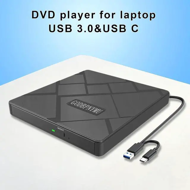 Alt view image 6 of 7 - Slim External CD/DVD Drive for Laptops USB-C/USB 3.0 Portable DVD/CD Player and Burner Compatible with Mac, Windows, PC Includes Protective Carrying Case