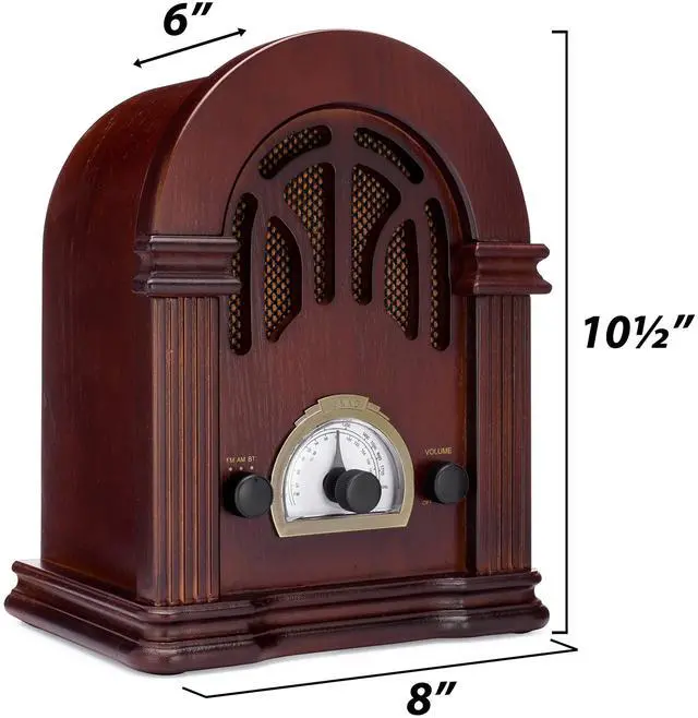 Alt view image 4 of 5 - Retro AM/FM Radio with Bluetooth - Classic Wooden Vintage Retro Style Speaker