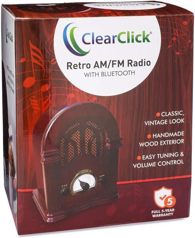 Alt view image 5 of 5 - Retro AM/FM Radio with Bluetooth - Classic Wooden Vintage Retro Style Speaker