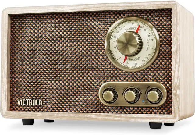 Main image of Willow Retro Wood Bluetooth Radio with Built-in Speakers: Elegant & Vintage Design, Rotary AM/FM Tuning Dial, Bass & Treble Control, Wireless Streaming (Natural)