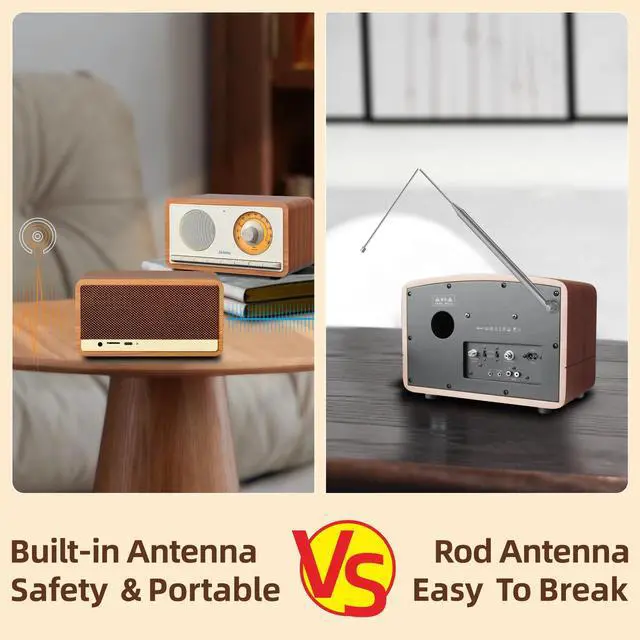 Alt view image 4 of 7 - Vintage FM Radio Bluetooth Speaker for Kitchen Office Home Decor, 10 Watts Powerful Sound, 2600mah Rechargeable Battery