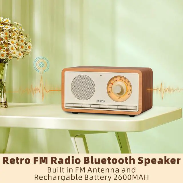 Alt view image 3 of 7 - Vintage FM Radio Bluetooth Speaker for Kitchen Office Home Decor, 10 Watts Powerful Sound, 2600mah Rechargeable Battery