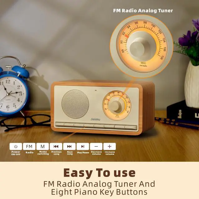 Alt view image 5 of 7 - Vintage FM Radio Bluetooth Speaker for Kitchen Office Home Decor, 10 Watts Powerful Sound, 2600mah Rechargeable Battery