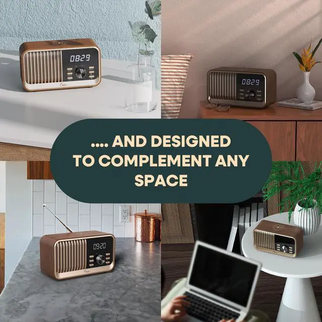 Alt view image 6 of 7 - Hark Bluetooth Radio Speaker | Wireless 10W Charger | FM Radio Speaker with Bluetooth & AUX Input | Alarm Clock | 3 Level Dimmer | Charging Block Included