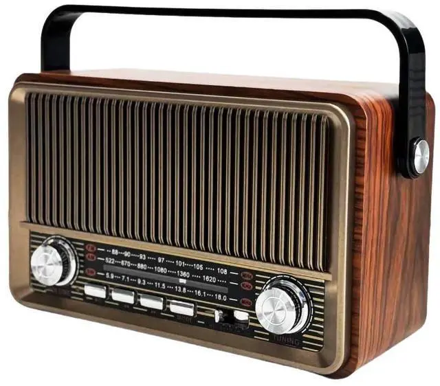 Main image of Retro AM/FM Radio with Speaker and TF/USB Playback Function, Vintage Design Radio with Large Tuning Dial, Long Battery Life