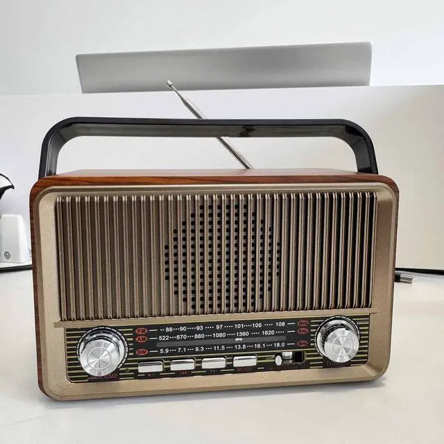 Alt view image 6 of 7 - Retro AM/FM Radio with Speaker and TF/USB Playback Function, Vintage Design Radio with Large Tuning Dial, Long Battery Life