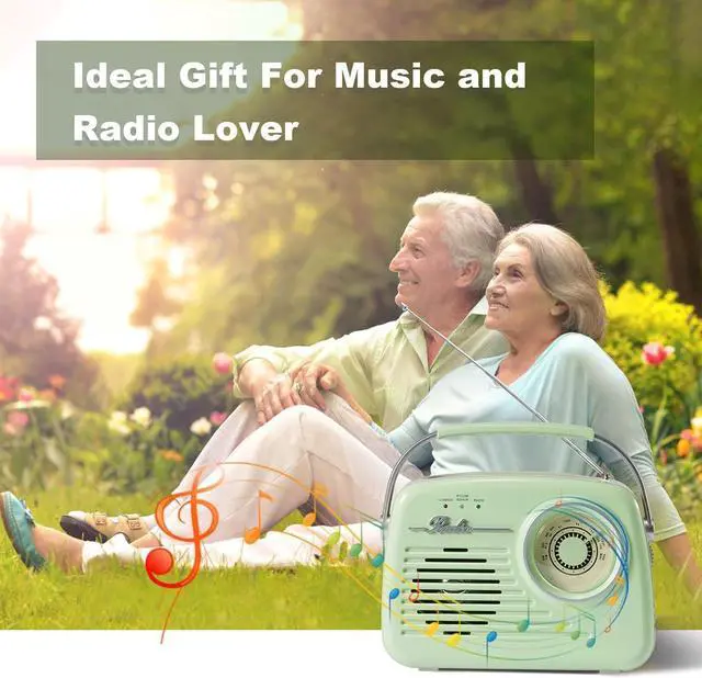 Alt view image 6 of 6 - Radios Portable AM FM, Bluetooth Speaker Portable Radio, Support USB/SD Card/Headphone Jack Playing for Home/Outdoor, Small Gifts for Seniors ElderlyGreen-Power Plug or 4 x C Battery
