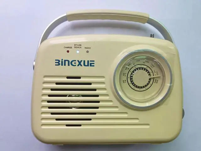 Alt view image 3 of 7 - Radios Portable AM FM, Battery Powered and Plug in Wall for Home/Outdoor/Kitchen, Vintage Retro Radio with Bluetooth, Large Dial Easy to Use (Beige)