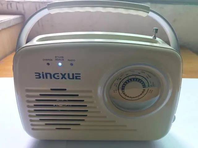 Alt view image 6 of 7 - Radios Portable AM FM, Battery Powered and Plug in Wall for Home/Outdoor/Kitchen, Vintage Retro Radio with Bluetooth, Large Dial Easy to Use (Beige)