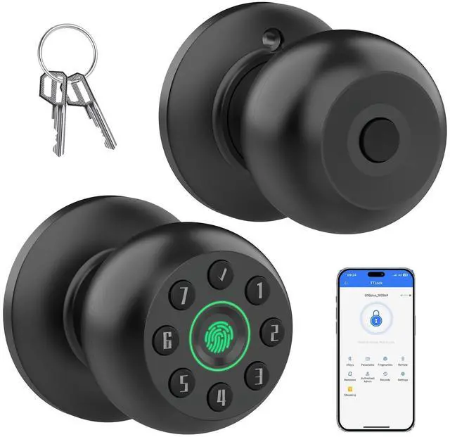 Main image of Fingerprint Door Knob, Smart Door Knob, Biometric Door Knob with Code, App Control, Auto Lock, Fingerprint Door Lock,Thumb Print Door Knobs for Bedroom, Office, Apartment