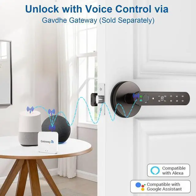 Alt view image 7 of 7 - Fingerprint Door Lock Smart Fingerprint Door Knob with Keyless Entry Biometric Door Lock with Keypad App Control Easy Installation for Home Bedroom Office(Starry Grey)
