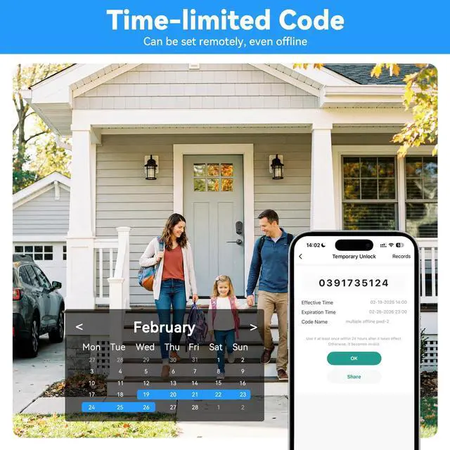 Alt view image 3 of 7 - Keyless Entry Door Lock,5-in-1 Smart Lock for Front Door,Fingerprint, Keyless Entry & Auto-Lock Deadbolt with Handle Set, Remote Control via App, Easy Install - Black