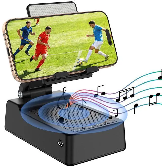 Main image of Gifts for Men,Cell Phone Stand with Wireless Bluetooth Speaker Anti-Slip Base HD Surround Sound Compatible with iPhone Smartphones,Cool Gadgets for Men,Birthday Gifts for Mother Father & Friends