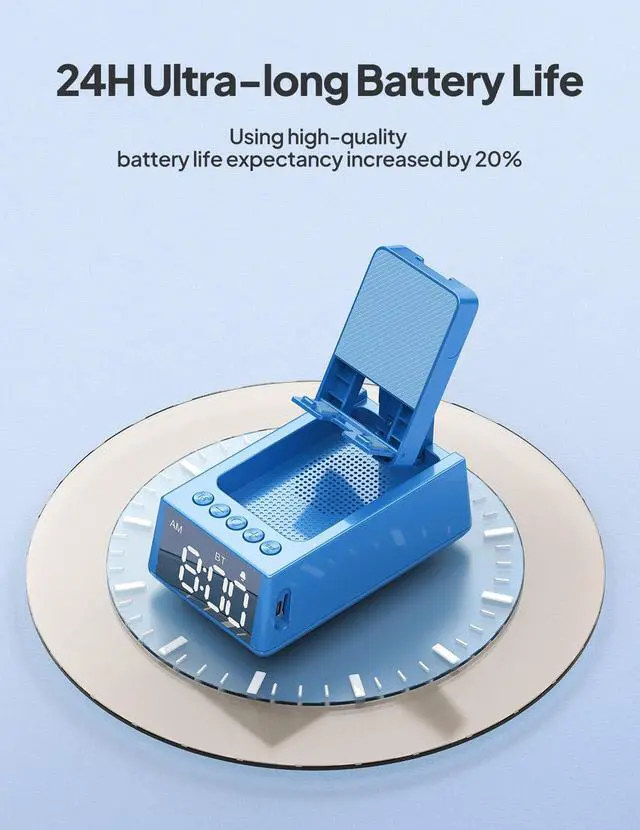 Alt view image 5 of 7 - Birthday Gifts for Men Women, Cell Phone Stand Bluetooth Speaker with Anti-Slip Base, Hd Surround Sound, Cool Multi Functional Gadget, Unique Gift for Him, Her, Husband, Wife, Dad, Mom (Blue)
