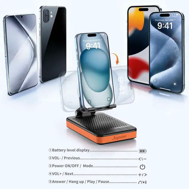 Alt view image 5 of 7 - Gifts for Men and Women, 5000mAh Charging Phone Stand with Bluetooth Speaker Valentines Day Gifts for Him Foldable Phone Holder Birthday Gift for Husband,Wife,Dad,Mom,Teens