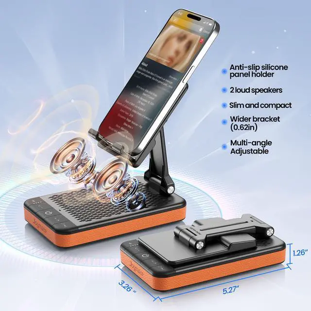 Alt view image 3 of 7 - Gifts for Men and Women, 5000mAh Charging Phone Stand with Bluetooth Speaker Valentines Day Gifts for Him Foldable Phone Holder Birthday Gift for Husband,Wife,Dad,Mom,Teens