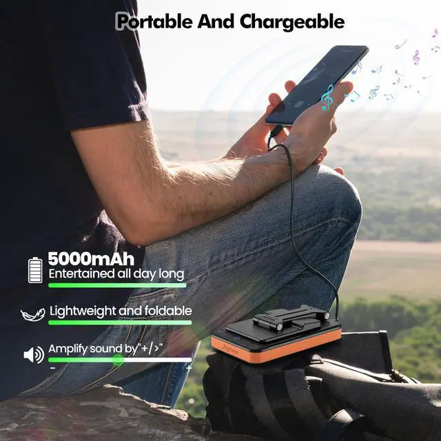 Alt view image 4 of 7 - Gifts for Men and Women, 5000mAh Charging Phone Stand with Bluetooth Speaker Valentines Day Gifts for Him Foldable Phone Holder Birthday Gift for Husband,Wife,Dad,Mom,Teens